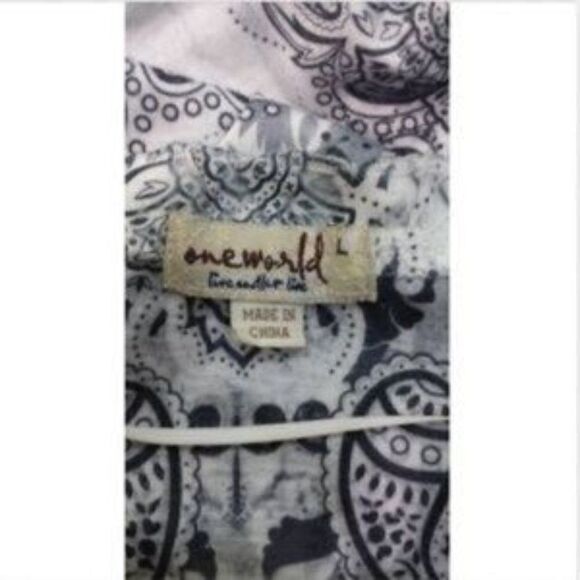 ONE world tank top blouse paisley burnout gauzy L FREE ADD ON - Picture 5 of 7